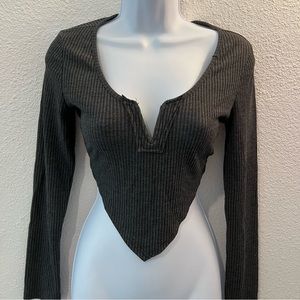 grey long sleeve top